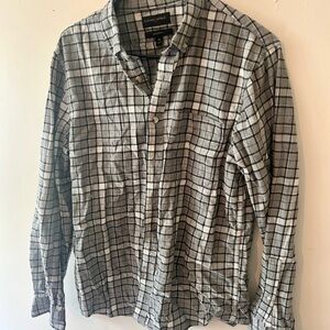 Banana Republic Gray and White Plaid Shirt